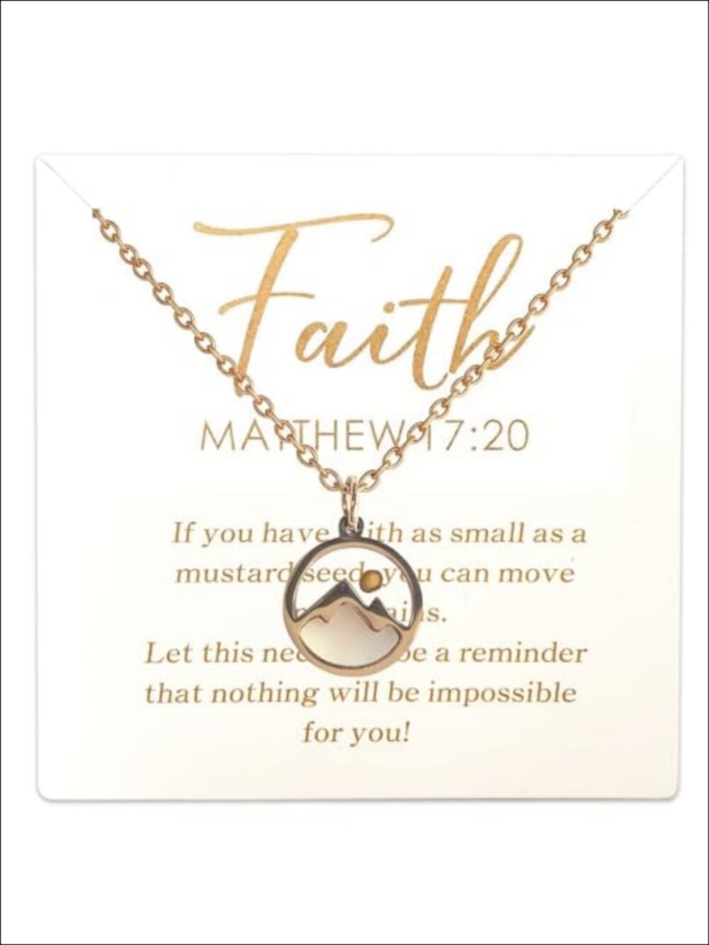 Mustard Seed Pendant Necklace Stainless Steel Epoxy Resin Faith Jewelry